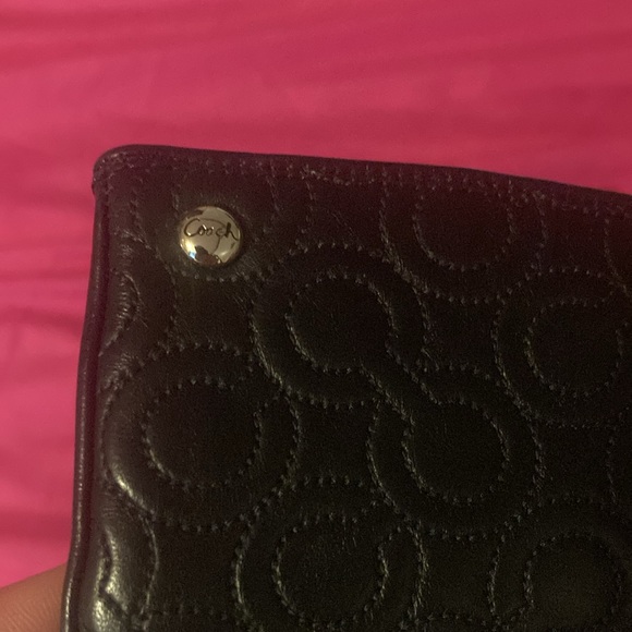 Authentic Coach Signature Black Leather Cashmere Lined Gloves Womens 6 1/2 - Picture 5 of 10